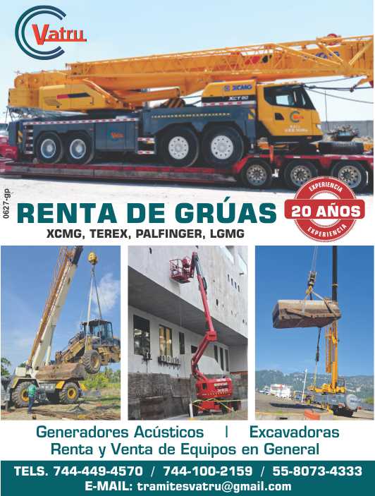 XCMG, TEREX, PALFINGER, and LGMG cranes for rent. Acoustic generators, excavators. Rental and sale of general equipment.